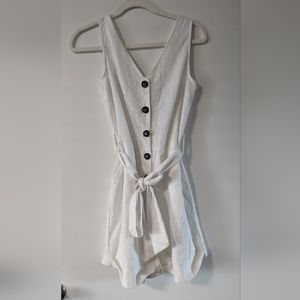 VINTAGE White Stretchy Blend Belted Romper fits Medium